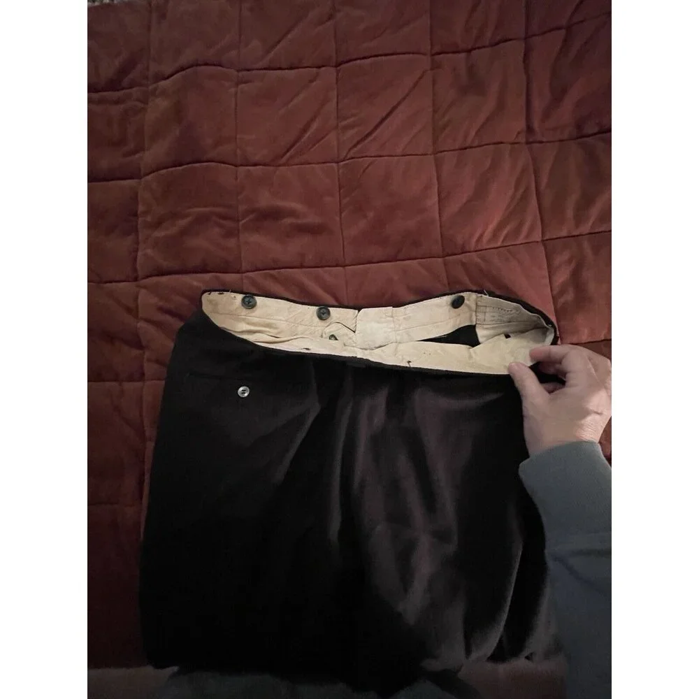 1958 Custom Tailored Siebler Clothes Twill‎ Wool Men’s 37x33 Pants Navy & Brown